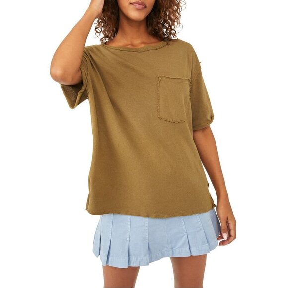Free People Rosemary Tea Green Short Sleeve Pocket Tee Women's Size X-Small XS - Picture 1 of 8